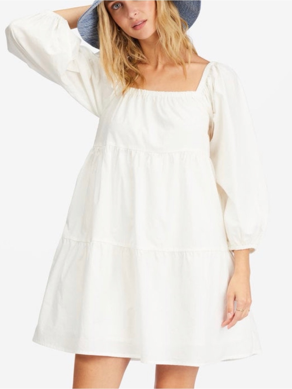 Billabong Love Crush Baby Doll White Dress - Medium - Adorable Tiered Mini Boho